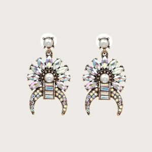 NEW! Vintage Boho Crystal Crescent Moon Drop Earrings